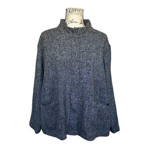 Eileen Fisher Black/Gray Marled Open Front Jacket, Size 1X - Chic & Cozy.